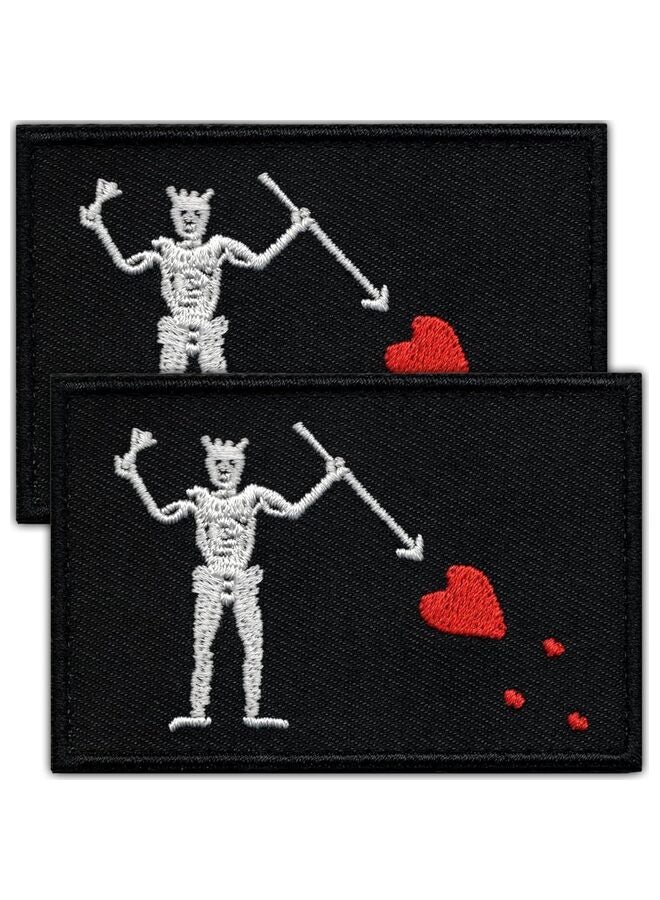 Blackbeard Tactical Patch 2PCS Hook Loop Edward Teach Sigil Black Beard Pirate Flag Patch, Funny Tactical Patches for Backpacks, Hats, Bags - Image 1