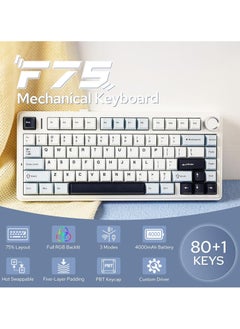AULA AULA F75 Wireless Mechanical Gaming Keyboard – 75% Compact Gasket Mount – Tri-Mode Bluetooth 5.0/2.4G/USB-C – Hot-Swappable LEOBOG Reaper Switches – RGB Backlit – Long Battery Life – Ultra-Fast Response for PC/Mac – (Light Blue)  - Image 2