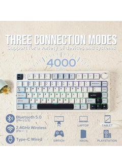 AULA AULA F75 Wireless Mechanical Gaming Keyboard – 75% Compact Gasket Mount – Tri-Mode Bluetooth 5.0/2.4G/USB-C – Hot-Swappable LEOBOG Reaper Switches – RGB Backlit – Long Battery Life – Ultra-Fast Response for PC/Mac – (Light Blue)  - Image 3