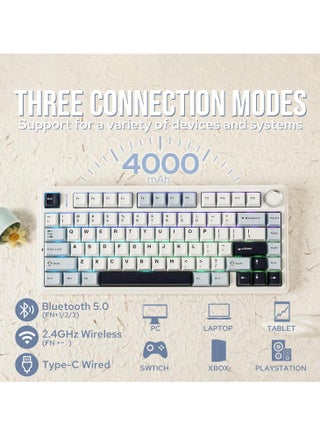 AULA F75 Wireless Mechanical Gaming Keyboard – 75% Compact Gasket Mount – Tri-Mode Bluetooth 5.0/2.4G/USB-C – Hot-Swappable LEOBOG Reaper Switches – RGB Backlit – Long Battery Life – Ultra-Fast Response for PC/Mac – (Light Blue) - view 3