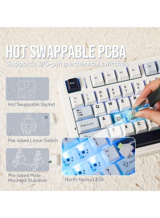 AULA F75 Wireless Mechanical Gaming Keyboard – 75% Compact Gasket Mount – Tri-Mode Bluetooth 5.0/2.4G/USB-C – Hot-Swappable LEOBOG Reaper Switches – RGB Backlit – Long Battery Life – Ultra-Fast Response for PC/Mac – (Light Blue) - view 4