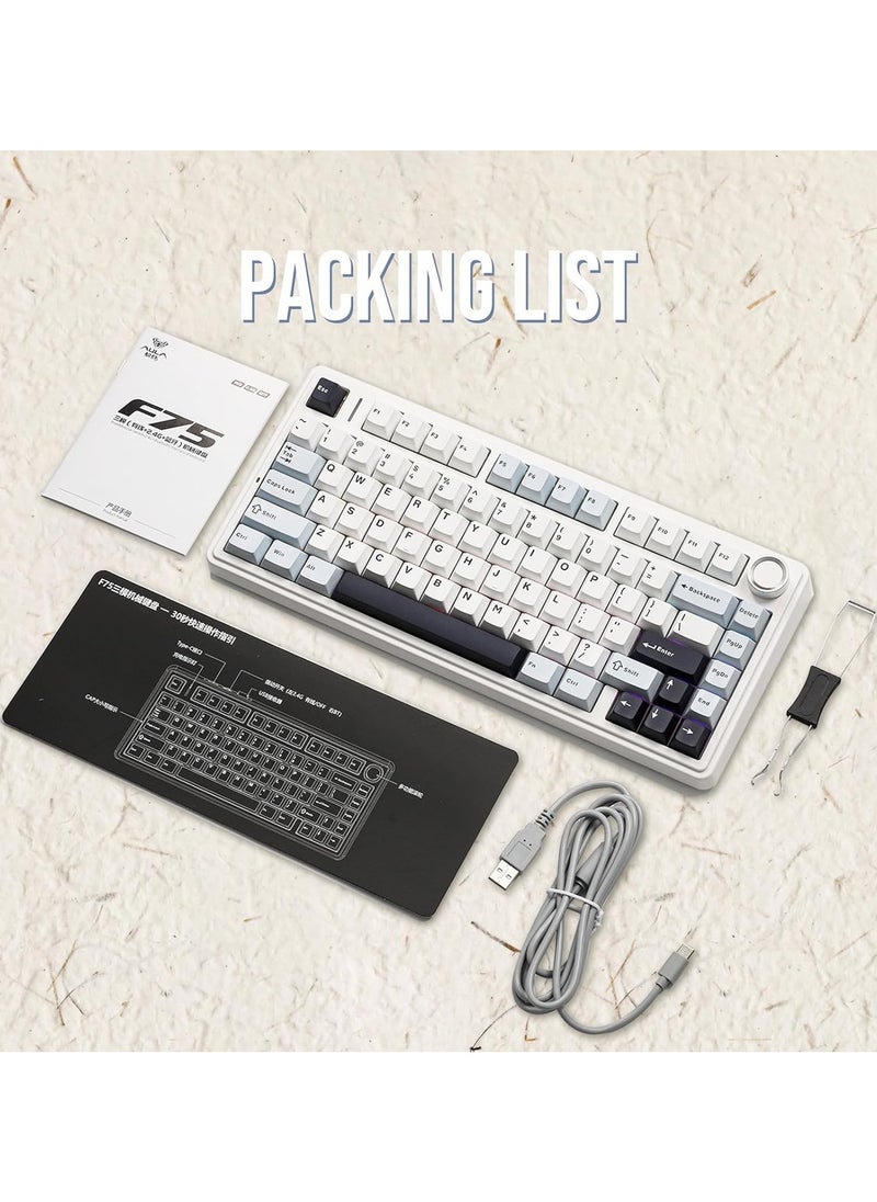 AULA - AULA F75 Wireless Mechanical Gaming Keyboard – 75% Compact Gasket Mount – Tri-Mode Bluetooth 5.0/2.4G/USB-C – Hot-Swappable LEOBOG Reaper Switches – RGB Backlit – Long Battery Life – Ultra-Fast Response for PC/Mac – (Light Blue) - Image 1