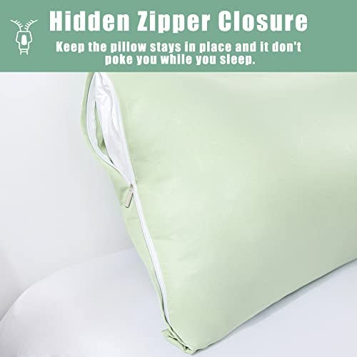 TELUS Body Cooling Pillow Cases Cover, Bamboo Rayon Green Body Pillowcases with Zipper Closure, Cool and Breathable Pillow Case for Hot Sleepers and Night Sweats, 20x54 inches - Image 5