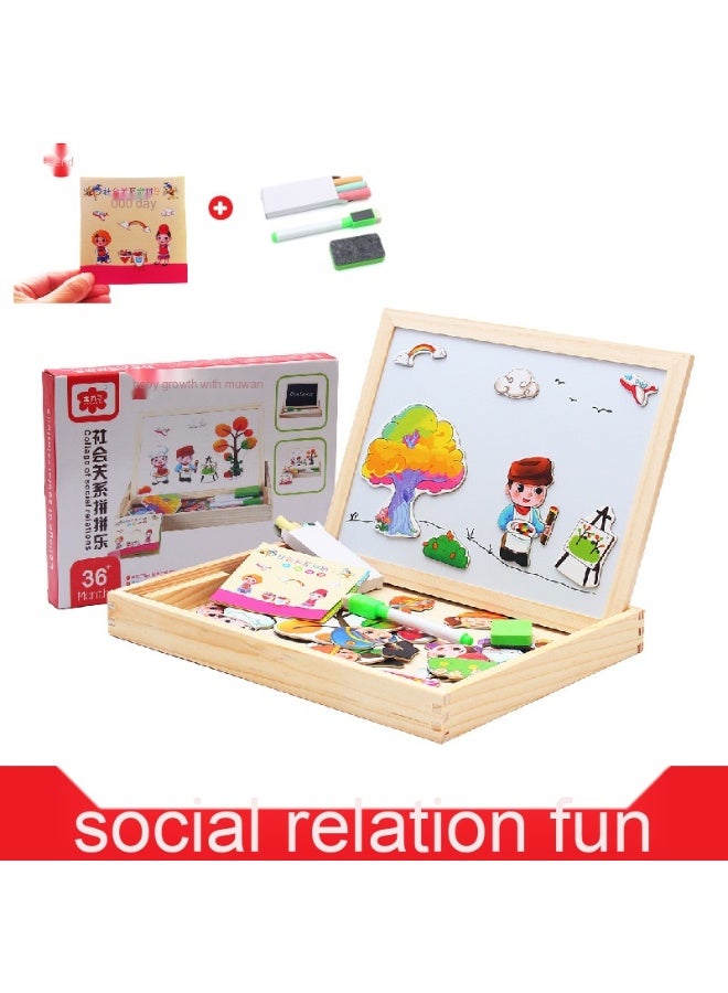 لوح تفاعلي مزدوج الوجه بألواح مغناطيسية للأطفال