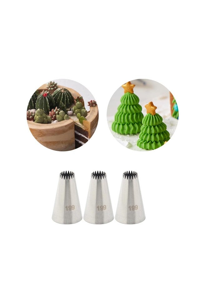 Bmaacye #199 Open Star Piping Tip Set - 3-Piece for Stars, Swirls, Shells & Drop Flowers - Image 1