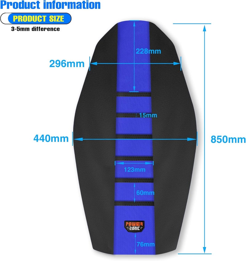 MCHMFG Universal Ribbed Dirt Bike Seat Cover - Black-Blue - Image 4
