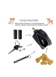 Excefore Leather Dog Bag Holder, Dog Bag Holder, Portable Pet Waste Bag, Bag Container Waste Bag Holder Leash Attachment, Fits Any Dog Leash, with 2 Rolls of Bags (Random Color)  - Image 3