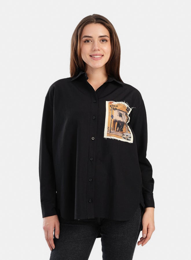 Carina Shirt with Printed Pocket - Image 1