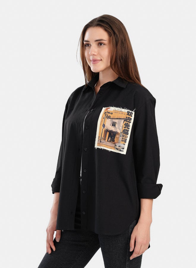 Carina Shirt with Printed Pocket - Image 2