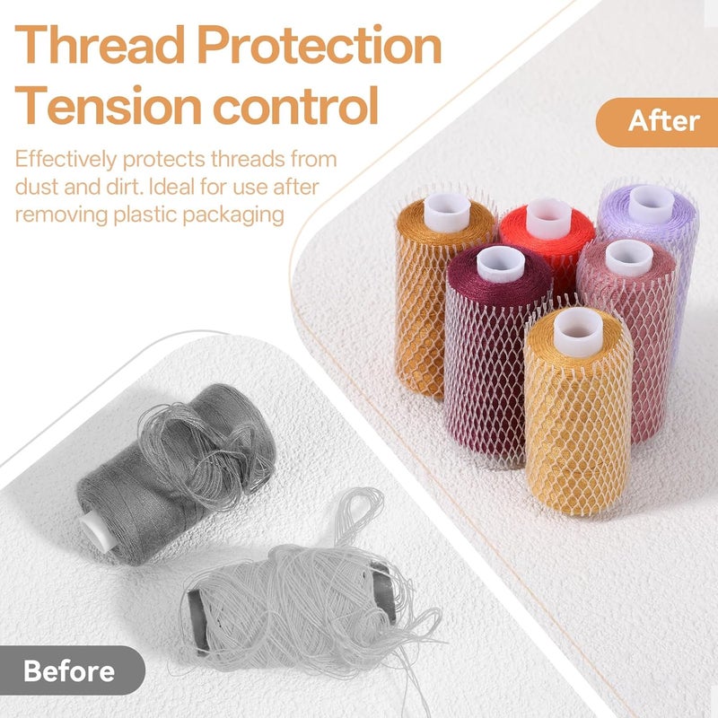 Alrhso 100Pcs Mesh Yarn Sleeve Thread Net Spool Saver Cover Holder Huggers Sleeve for Embroidery Serger Thread Sewing Quilting Spools (6x1cm) - Image 4