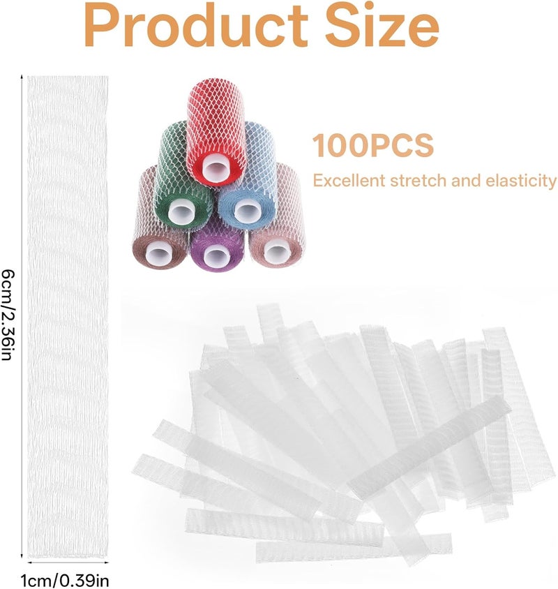 Alrhso 100Pcs Mesh Yarn Sleeve Thread Net Spool Saver Cover Holder Huggers Sleeve for Embroidery Serger Thread Sewing Quilting Spools (6x1cm) - Image 3