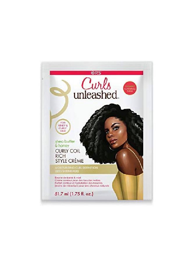 Curls Unleashed Shea Butter And Honey Curly Coil Rich Style Creme 175 Ounce Travel Packet (Pack Of 2)  - Image 2
