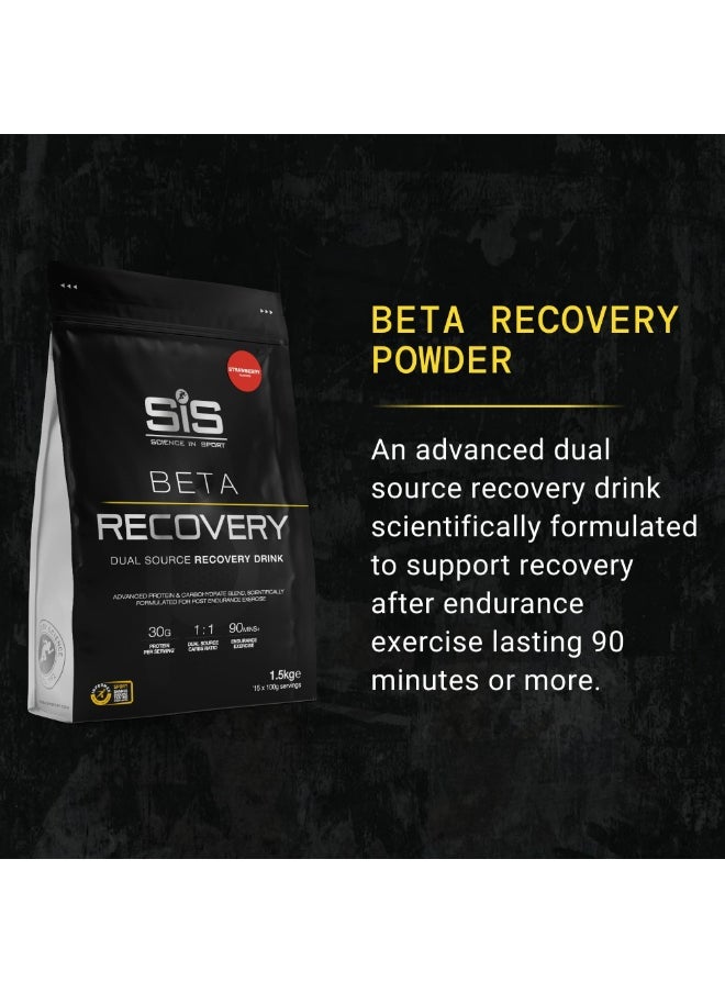 SIS BETA Recovery Dual Source Recovery Drink, advance protein and carbohydrated blend, scientifically formulated for post endurance exercise, 1:1 dual source carbs ratio 90 mins endurance exercise,15x100g servings | Strawberry Flavour, 30g Protein per Serving, 1.5kg  - Image 3