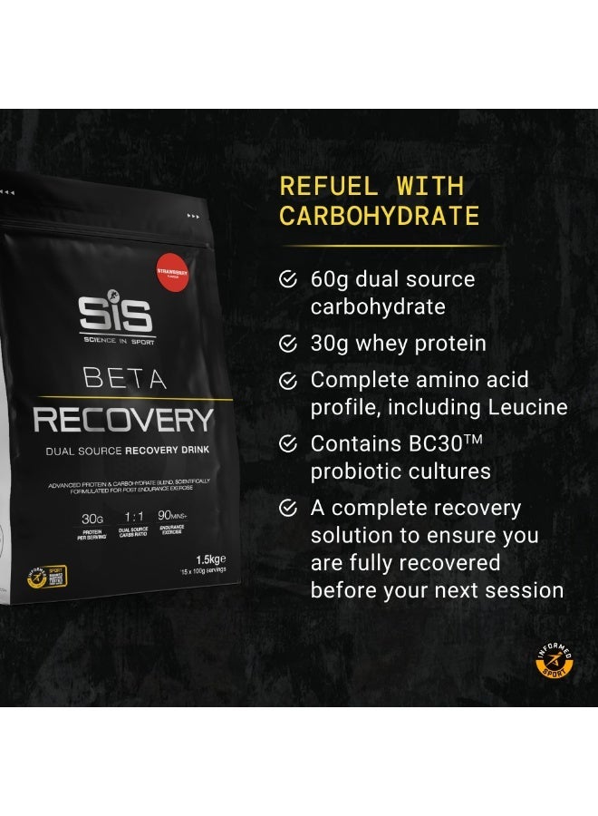 SIS Beta Recovery | 30g Protein | 60g Carbohydrate | 3g Leucine | Post Workout Recovery | Dual Source Protein & Carbohydrate Recovery Drink | Strawberry Flavour | 15 Servings | 1.5kg - Image 3