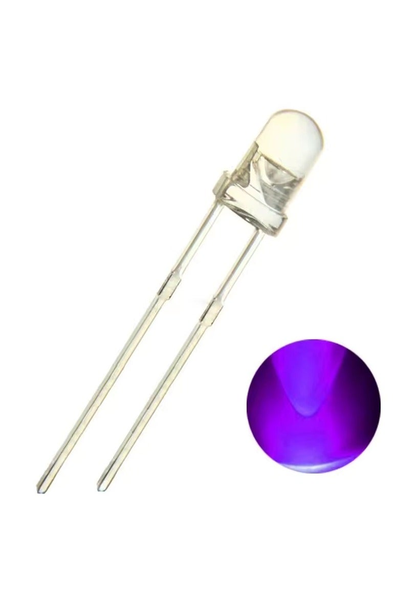 10-Pieces LED Ultra-Violet (UV Light) 5mm, 395nm-400nm UV Light Emitting Diode - Image 1