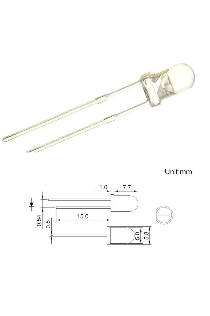 10-Pieces LED Ultra-Violet (UV Light) 5mm, 395nm-400nm UV Light Emitting Diode - Image 2
