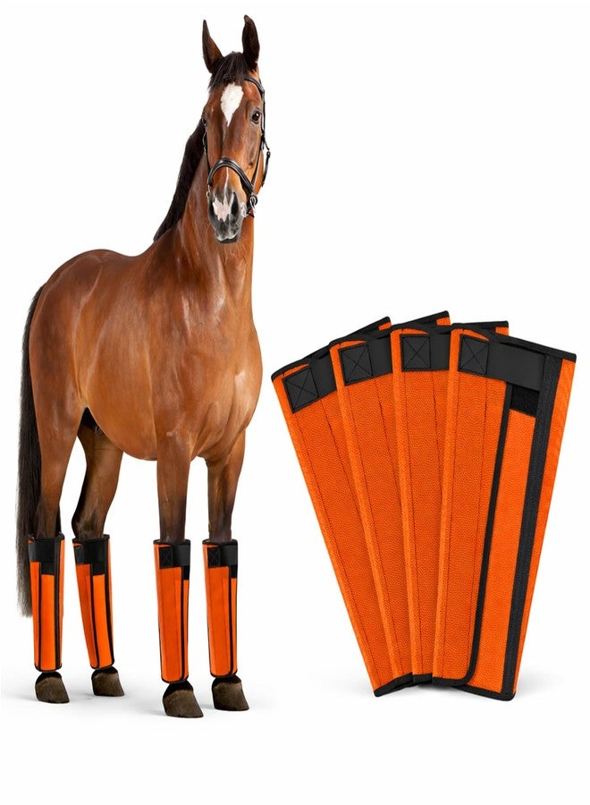 Gripooaven Fly Boots for Horses Set of 4, Horse Fly Boots with Reinforced Stitching, Extra-Wide Adjustable Hook & Loop Strap for Secure Fit, Breathable Mesh Fly Leg Wraps for Horse (4Pack, Orange) - Image 1