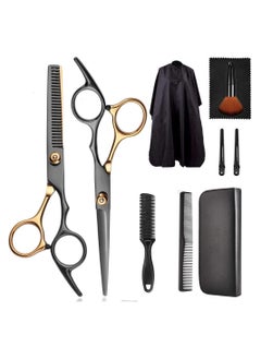 Generic 10 PCS Hair Cutting Scissors Set, Professional Haircut Scissors Kit with Cutting Scissors,Thinning Scissors, Comb,Cape, Clips, Hairdressing Shears Set for Barber, Salon, Home  - Image 1