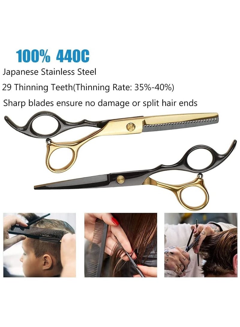 Generic 10 PCS Hair Cutting Scissors Set, Professional Haircut Scissors Kit with Cutting Scissors,Thinning Scissors, Comb,Cape, Clips, Hairdressing Shears Set for Barber, Salon, Home  - Image 4