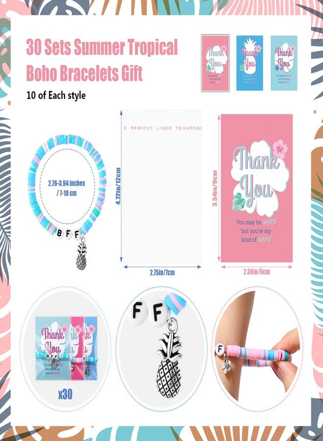 تونديامو مجموعة تونديمو من 30 سوار صداقة، مصنوعة من خرز طيني، مع قلادة، بتصميم استوائي، مثالية كهدية أو هدية للصديقات المقربات، مع بطاقة تهنئة، مناسبة للنساء، لتزيين حفلات أعياد الميلاد والكريسماس. - Image 2