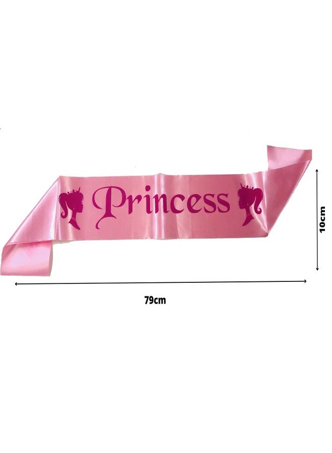 DECOFY Birthday Sash & Crown Set | Princess Queen Tiara Crowns Taj HairBand For Kids Girls & Womens (3 Pc Set- With Pin) - Image 2