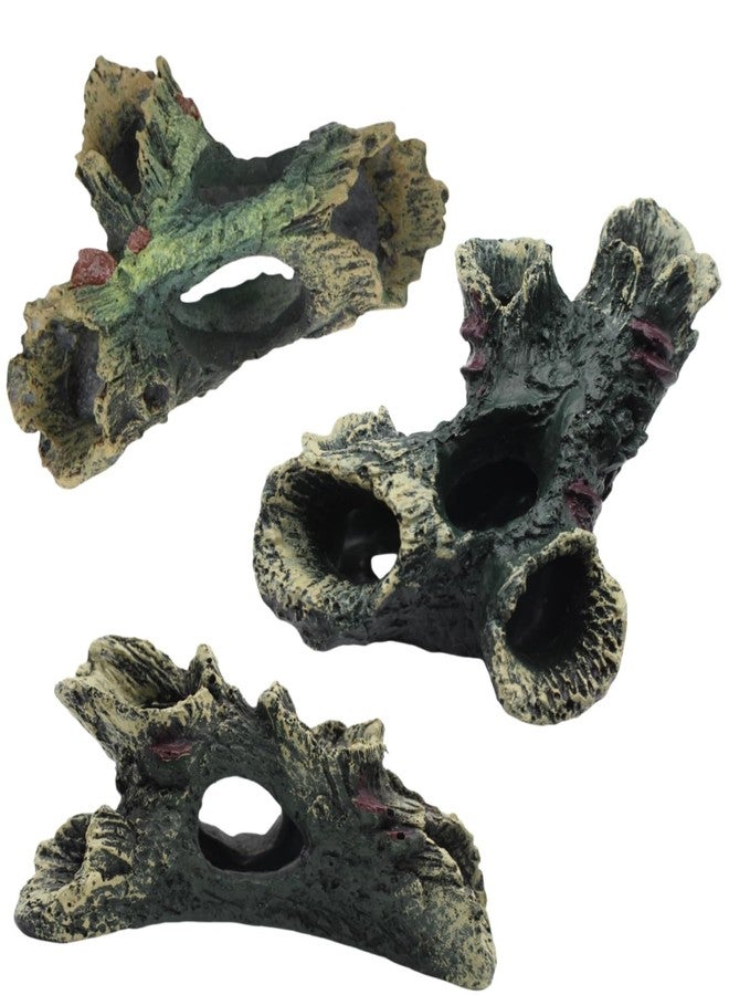 DoubleWood 3 PCS Decaying Trunk Aquarium Betta Fish Ornament Driftwood Resin Crafts Ornament for Aquarium Decoration Fish Tank Wood with Holes & Aquarium Caves Fish Tank Wood Decor - Image 1