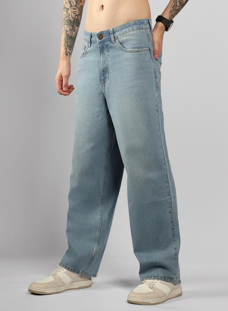 هاي ستار جينز رجالي واسع أزرق فاتح قطن 1% - Image 2