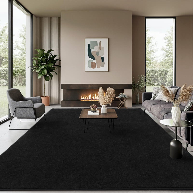 B BENRON Soft Rugs for Living Room 6x9 Black, Minimalist Area Rug for Bedroom Nursery Dining Table Dorm, Large Throw Rugs for Men Boys Girls Kids Room Indoor Floor Carpets - Image 2