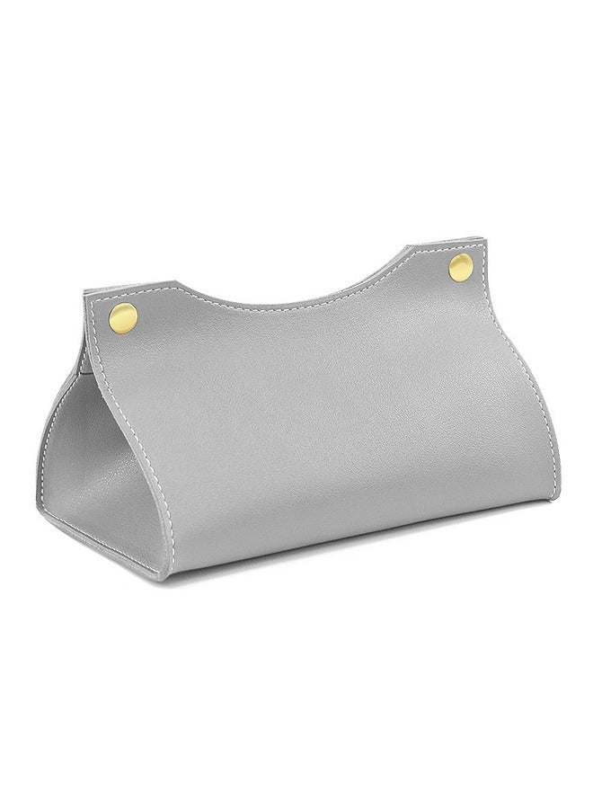 حامل علبة مناديل، منظم غطاء صندوق مناديل مستطيل من جلد البولي يوريثان الحديث للحمام وغرفة المعيشة النوم والمطبخ ومنضدة الزينة وغطاء المكتب للسيارة باللون الرمادي - Image 1