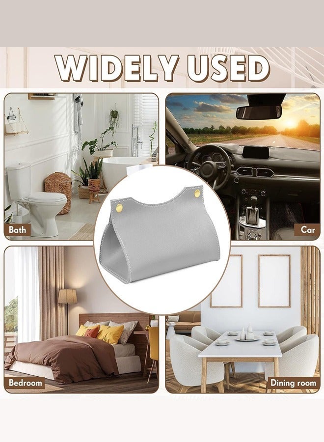 حامل علبة مناديل، منظم غطاء صندوق مناديل مستطيل من جلد البولي يوريثان الحديث للحمام وغرفة المعيشة النوم والمطبخ ومنضدة الزينة وغطاء المكتب للسيارة باللون الرمادي - Image 3