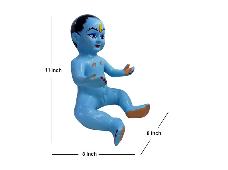 Achleshwar Cultured Marble Hand Crafted Statue of Laddu Gopal kanha ji Statue Murti Bal Gopal Idol Blue for Pooja Gift HomeOffice Decoration Size 11inch Religious - Image 3