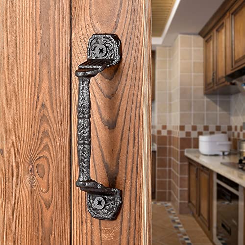 INIRET Sliding barn Door Handles，4 Packs 5.51" Cast Iron Handles,Dark Brown Vintage Metal Gate Pull Handle Fence Handle Antique Long Cabinet Handles for Interior,Closet,Drawer,Outdoor,Garage - Image 4