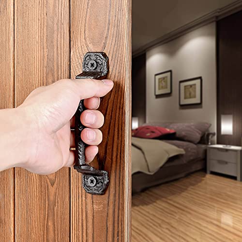 INIRET Sliding barn Door Handles，4 Packs 5.51" Cast Iron Handles,Dark Brown Vintage Metal Gate Pull Handle Fence Handle Antique Long Cabinet Handles for Interior,Closet,Drawer,Outdoor,Garage - Image 5