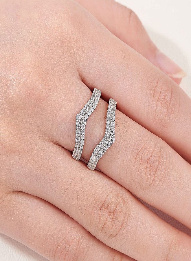 نيو شي جولري مجوهرات نيوشي، خواتم زفاف منحنية مرصعة بالزركونيا المكعبة، خاتم حماية معزز للخاتم للنساء، خواتم خطوبة من الفضة الإسترليني عيار 925، خاتم زفاف أبدي، مقاس 5 - Image 5