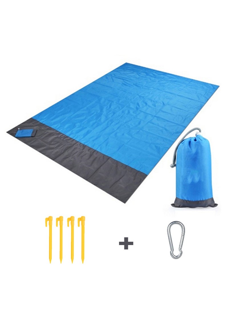 200x 140cm المحمولة في الهواء الطلق حصيرة نزهة بطانية مجموعة مع Pegs شاطئ حصيرة الرمال للنزهة الشاطئ، الأخضر. - Image 1