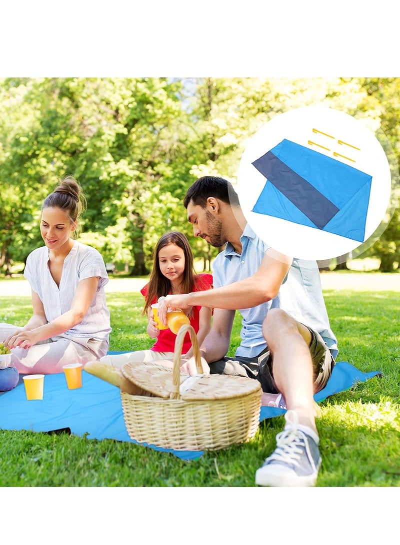 200x 140cm المحمولة في الهواء الطلق حصيرة نزهة بطانية مجموعة مع Pegs شاطئ حصيرة الرمال للنزهة الشاطئ، الأخضر. - Image 4