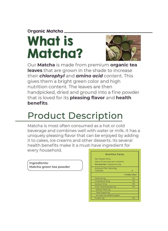 LIVSMART - Organic Matcha Green Tea Powder 100g - Image 1
