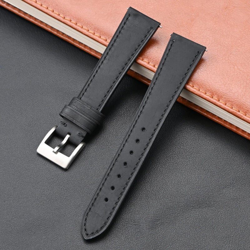 Bluejw Old-Fashioned Top Grain Genuine Leather Watch Band Replacement Strap for Men and Women – 20mm 22mm Width with Quick Release Pins, Easy to Replace the Watch Strap - Image 1