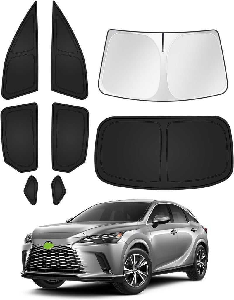 Canvcle Sunshades for 2023-2025 2026 Lexus RX Accessories Windshield Sun Shade Side Rear Window Shade Cover Sun Visor Shield Privacy Protection for Camping Keep Vehicle Cool Black 8PCS - Image 1