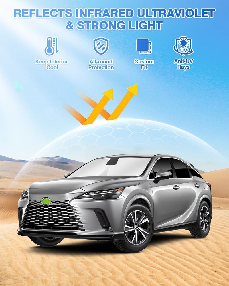 Canvcle Sunshades for 2023-2025 2026 Lexus RX Accessories Windshield Sun Shade Side Rear Window Shade Cover Sun Visor Shield Privacy Protection for Camping Keep Vehicle Cool Black 8PCS - Image 2