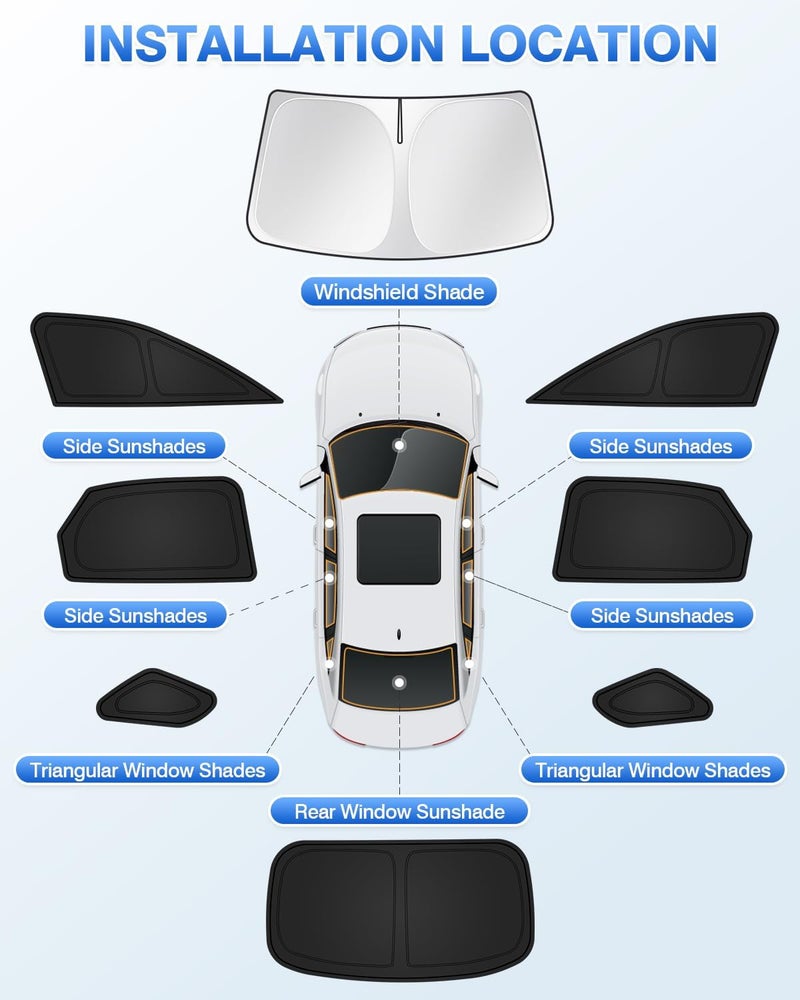 Canvcle Sunshades for 2023-2025 2026 Lexus RX Accessories Windshield Sun Shade Side Rear Window Shade Cover Sun Visor Shield Privacy Protection for Camping Keep Vehicle Cool Black 8PCS - Image 5