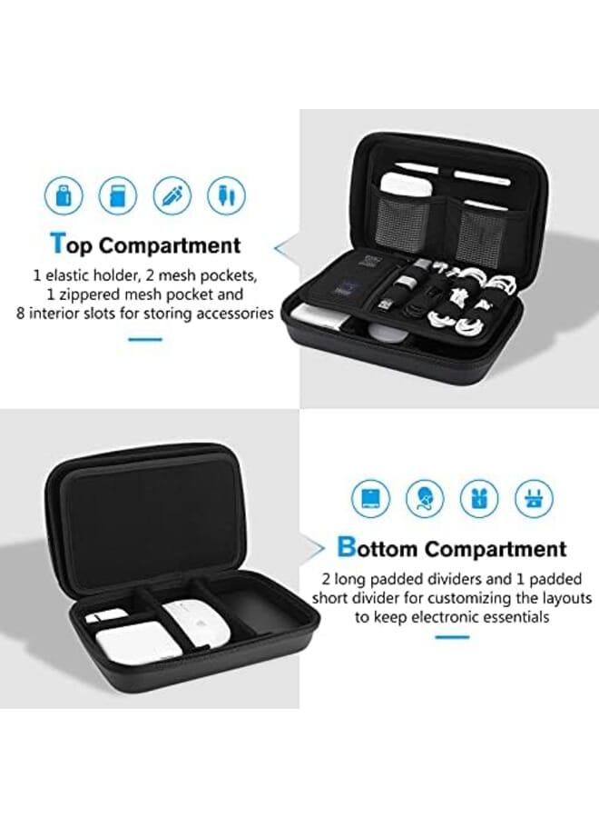 Procases Hard Travel Electronic Organizer Case For Macbook Power Adapter Chargers Cables Power Bank Magic Mouse Pencil Usb Flash Disk Sd Card Small Portable Accessories Bag Black - Image 3