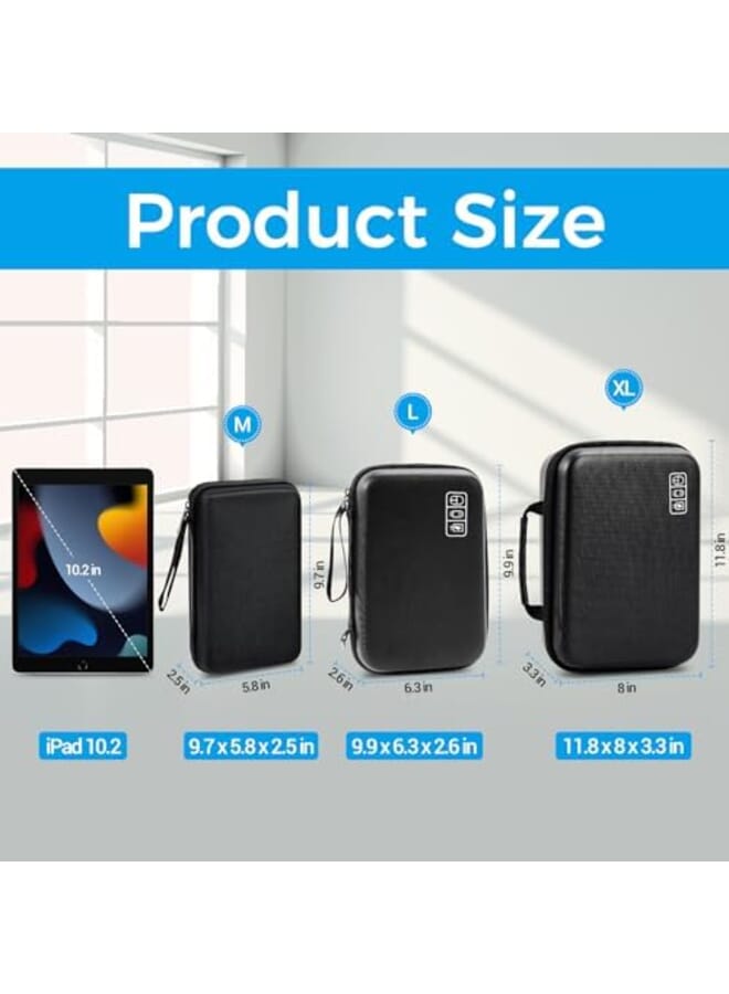 Procases Hard Travel Electronic Organizer Case For Macbook Power Adapter Chargers Cables Power Bank Magic Mouse Pencil Usb Flash Disk Sd Card Small Portable Accessories Bag Black - Image 2