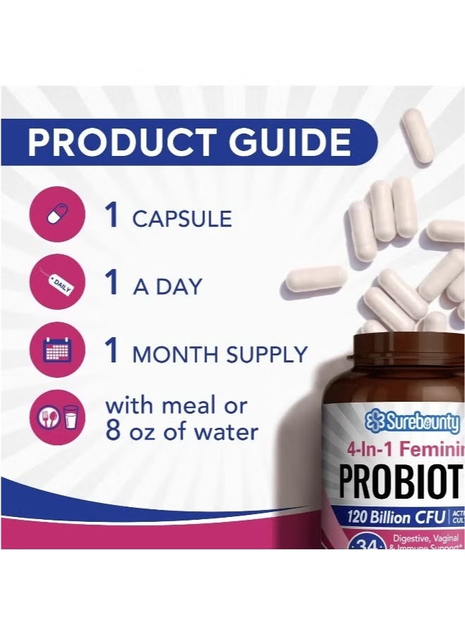 شورباونتي بروبيوتيك 4 في 1 للنساء، 120 مليار وحدة تشكيل مستعمرة، 34 سلالة، بريبيوتيك، إنزيمات هضمية - توت بري - 30 قرصًا - Image 5