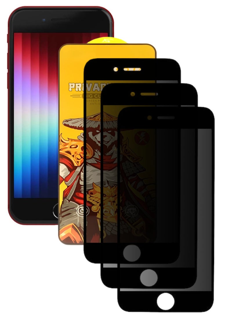 ESD 3 Pieces Tempered Dustproof Privacy Glass Screen Protector Compatible For iPhone SE - Image 1