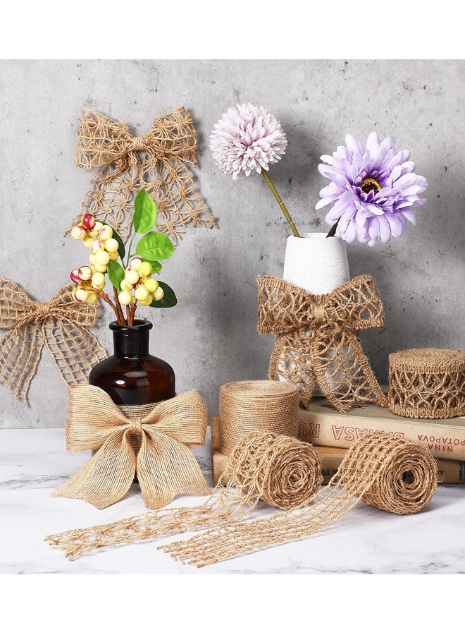 4 Rolls Burlap Ribbon Wired Natural Jute Burlap Lace Yard Wrapping Ribbon for Crafts, Big Bows, Spring Outdoor Decoration, Wedding Gift Wrapping,Holiday Party DIY Home Decor - Image 5
