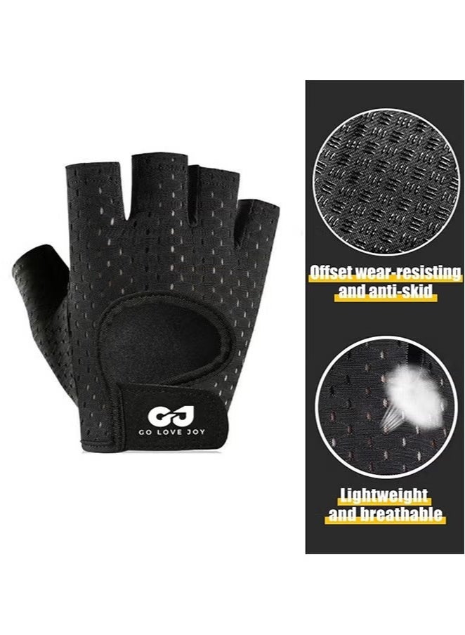 Dougez Workout Gloves, with Palm Protection, Semi Finger Training Gloves, Lightweight Gym Weight Lifting Gloves for Men/Women, Breathable Exercise, Black - Image 5