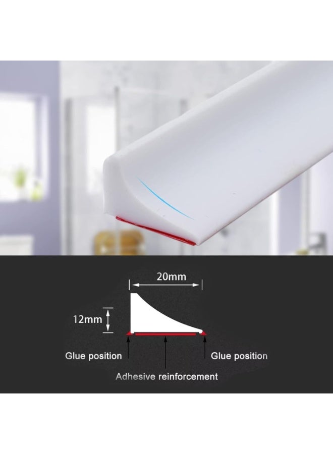 Bluejw 78.7 Inch Shower Threshold Water Dam Barrier,Silicone Shower Door Bottom Seal for Water Stopper,Flexible Edge Trim for Kitchen Sink Splash Guard,Self Adhesive Water Blocker for Bathtub,White - Image 2