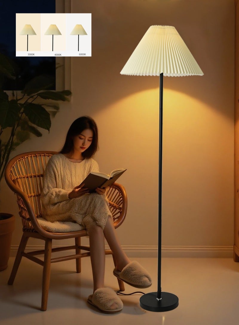 Sharpdo Modern Minimalist pleated shade floor lamp, 12W 3 Colours Dimmable with Foot switch, Suitable for bedroom living room office Black 155x38 cm - Image 1