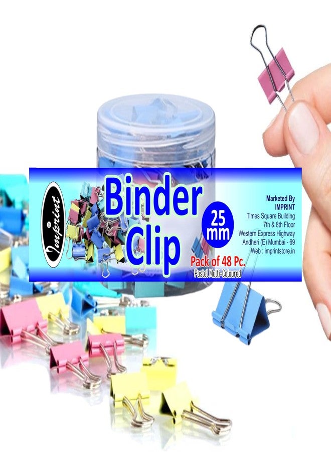 إمبرينت مشابك تثبيت ملونة من إمبرينت - مقاس 25 مم، عبوة من 48 قطعة. مشابك تثبيت للملاحظات والرسائل والأوراق، مشابك تثبيت للملفات في المكتب والمنزل والمدرسة - Image 1
